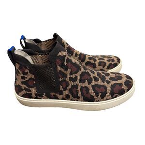 Rothy's Chelsea Wildcat Cheetah Print Casual Slip on Bootie Women's Size 8